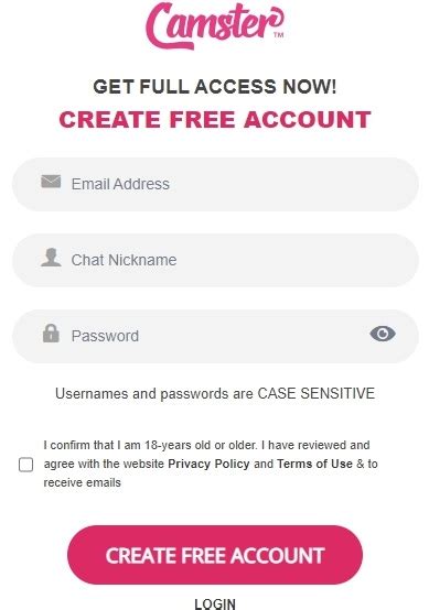 camster account sign up