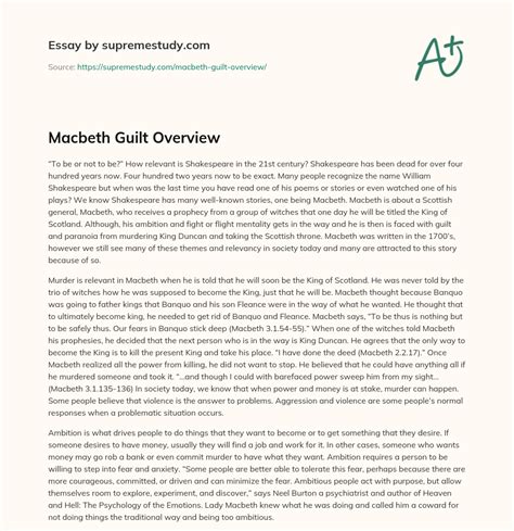 can someone mark this macbeth guilt essay - The Student Room