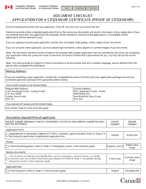 Canada Citizenship Online Application Document Checklist
