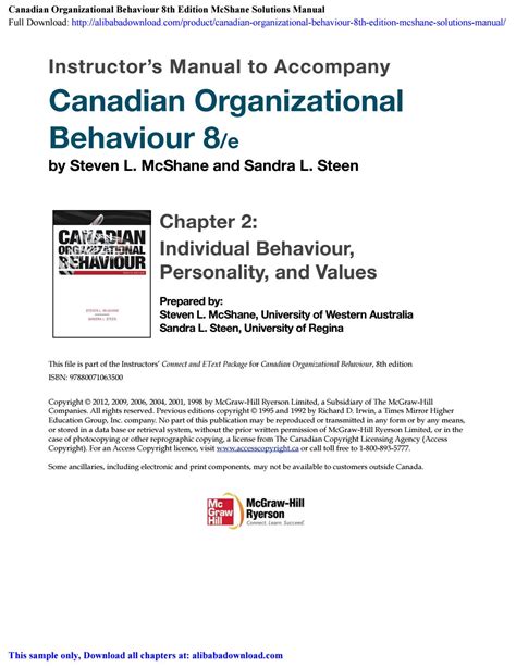 Download Canadian Organizational Behaviour 8Th Edition Multiple Choice 