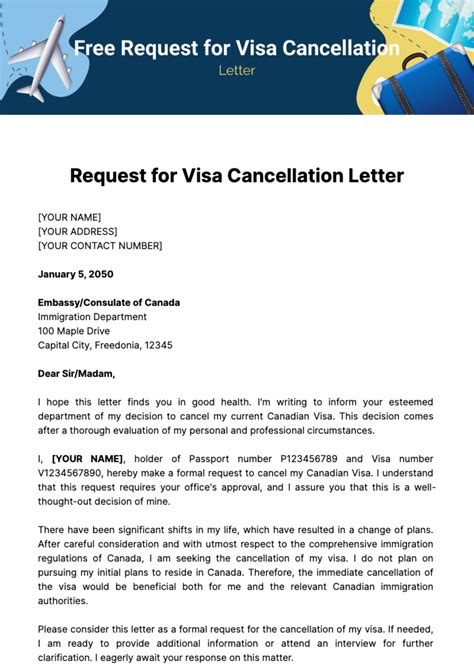cancellation visa letter format