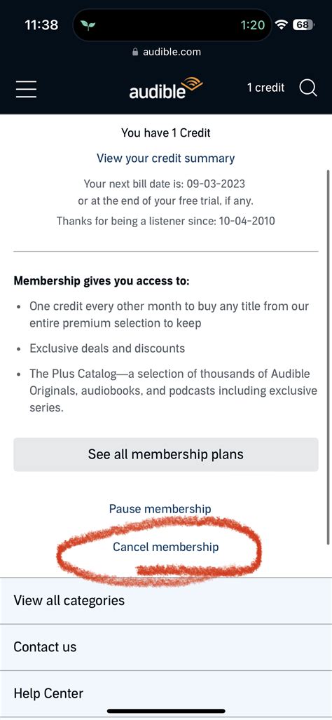 Cancelling Audible Subscription