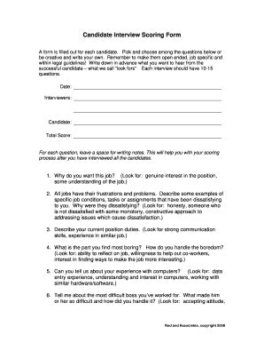 Read Online Candidate Interview Scoring Form Instant Benefits 