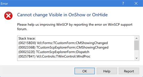 cannot change visible in onshow or onhide