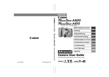 Read Online Canon A610 User Guide 