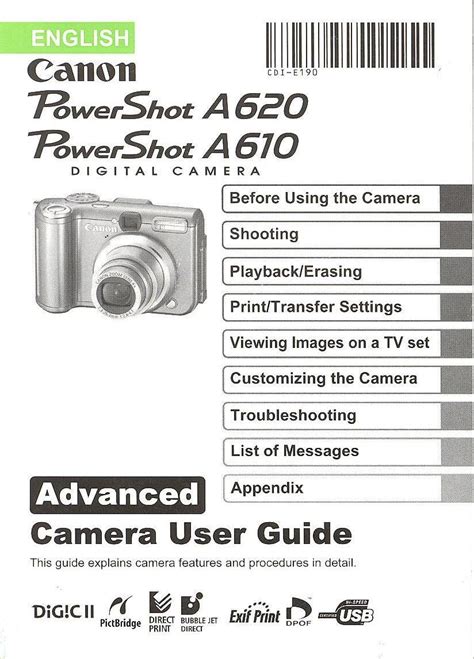 Read Online Canon A610 User Guide 