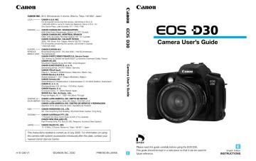 Read Online Canon Eos D30 User Guide 