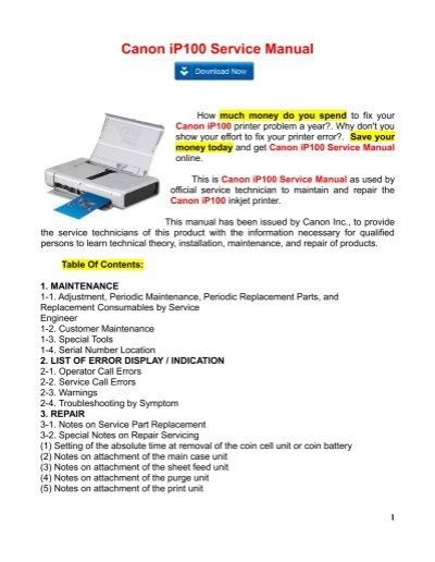 Read Canon Ip100 Troubleshooting Guide 