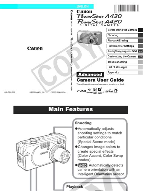 Read Canon Powershot A430 User Guide 