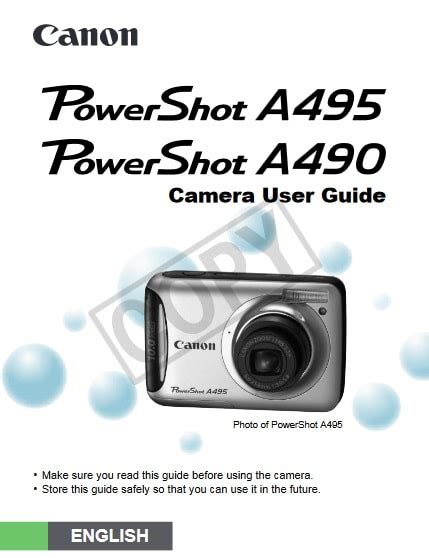 Read Canon Powershot A495 User Guide 