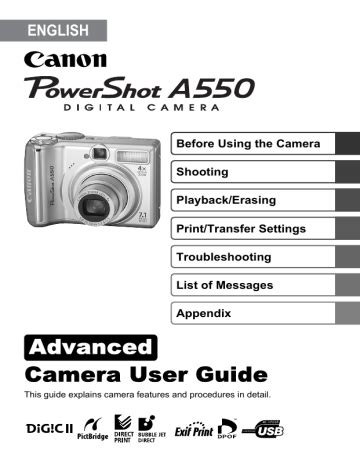 Download Canon Powershot A550 User Guide 