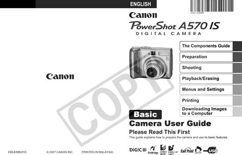 Read Canon Powershot A570 Basic User Guide 
