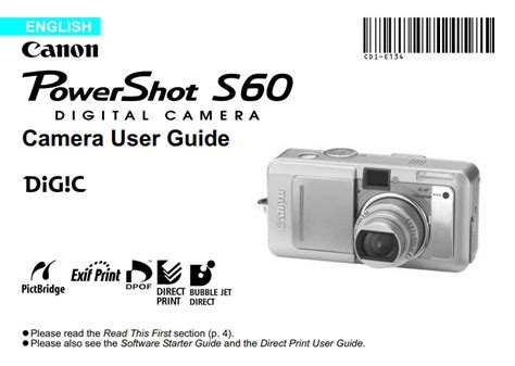 Read Canon Powershot S60 Camera Guide 