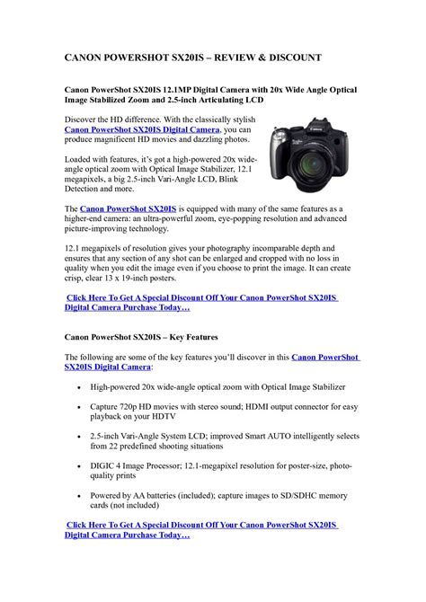 Read Canon Powershot Sx20Is User Guide 