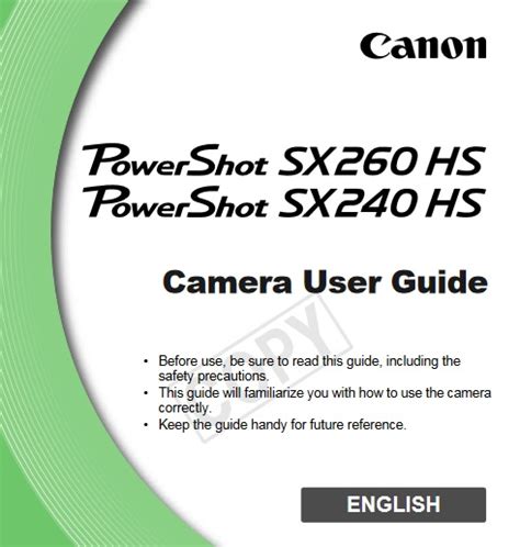 Read Online Canon Powershot Sx260 User Guide 