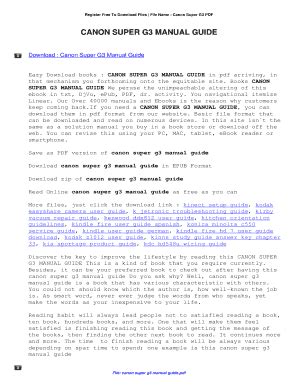 Read Online Canon Super G3 Manual Guide 