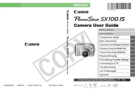Read Canon Sx100 Is User Guide 