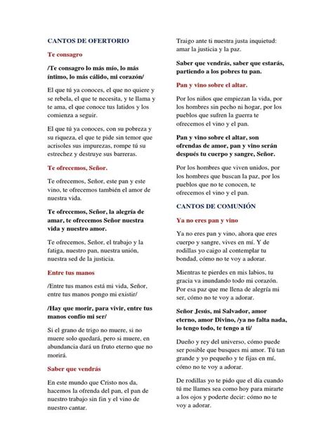 Cantos De Ofertorio