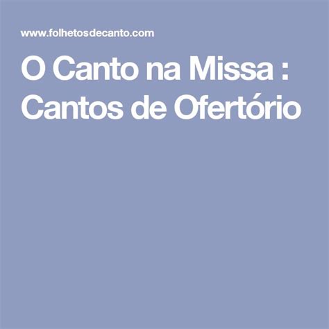 Cantos De Ofertório