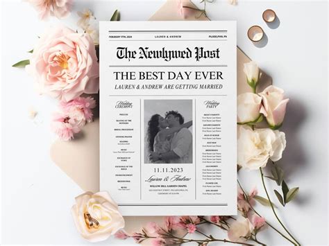 Canva Wedding Newspaper Template