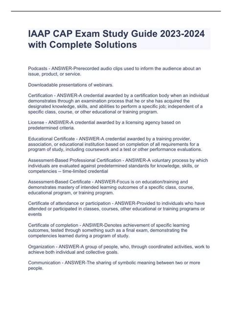 Cap Exam Study Guide
