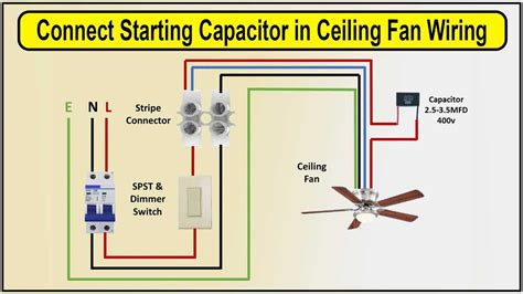 capacitor connection with ceiling fan