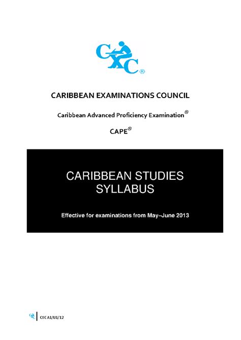 cape caribbean studies syllabus 2014