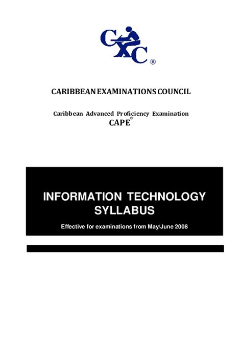 Cape Information Technology Syllabus