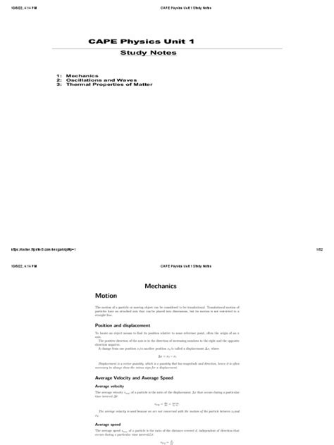 Cape Physics Unit 1 Study Guide Mybooklibrary