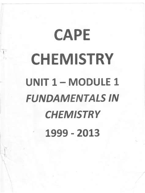 Full Download Cape Chemistryunit 1 Past Specimen Exam Papers 