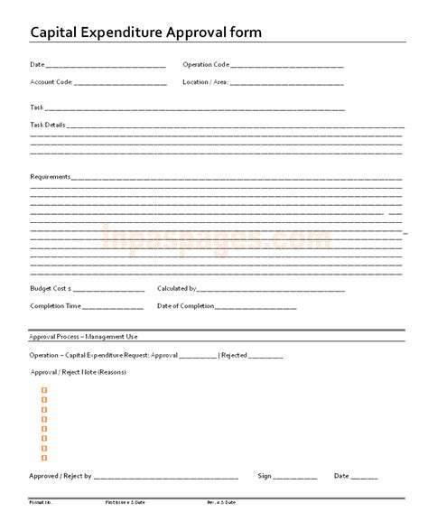Capex Approval Form Template