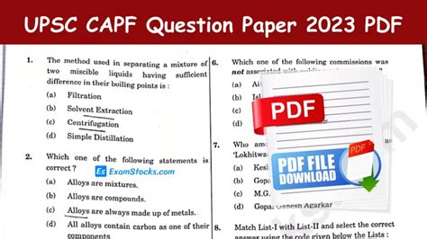 Download Capf Question Paper 