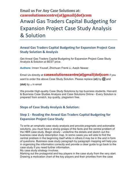 capital budgeting case study solution