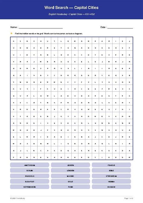 capital word find answer key