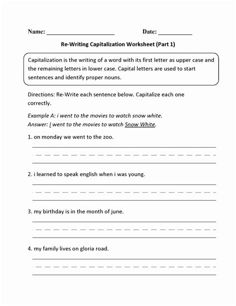 Capitalization Worksheets 2nd Grade Excelguider Com Capitalization Worksheet Grade 6 - Capitalization Worksheet Grade 6