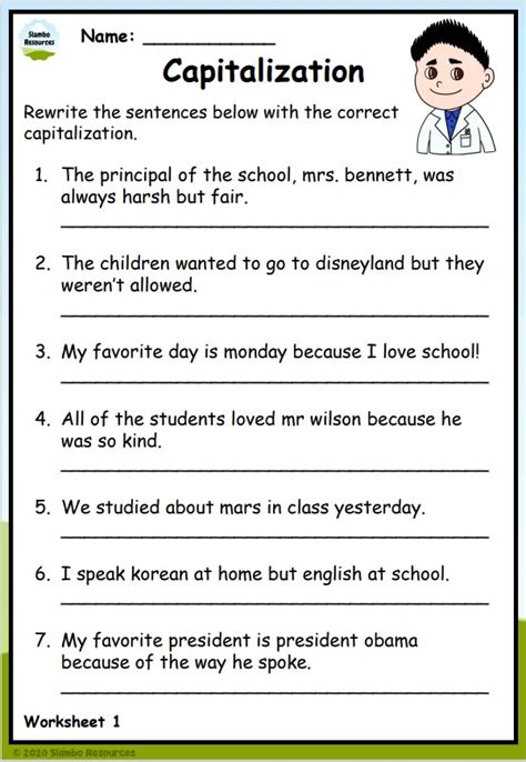 Capitalization Worksheets For Grade 4 English Shree Rsc Capitalization Worksheet Grade 4 - Capitalization Worksheet Grade 4