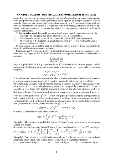 Download Capitolo Quarto Distribuzione Binomiale O Di Bernoulli 