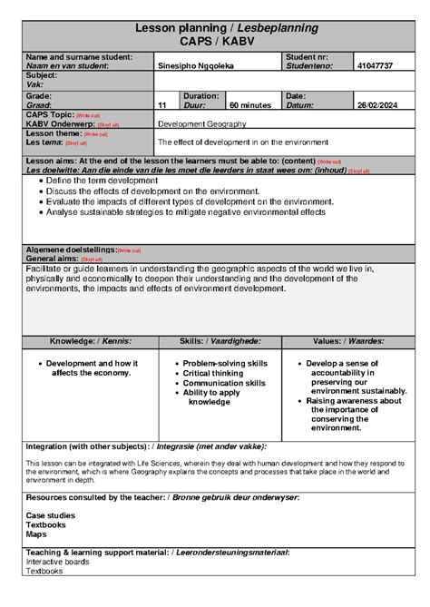 Caps Lesson Plan