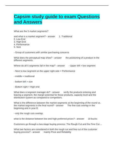 Capsim Exam Guide