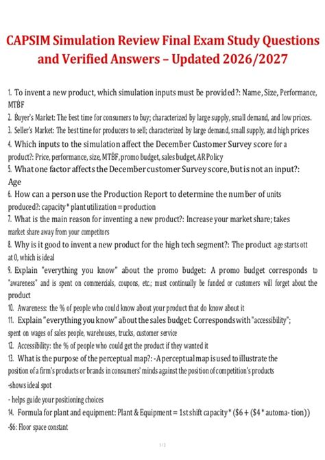Capsim Simulation Answers