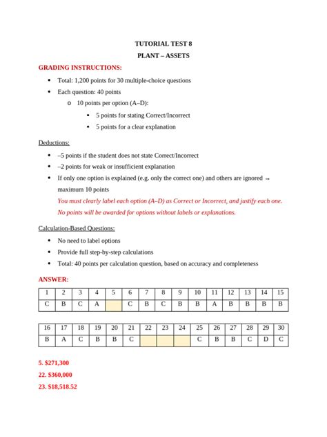 Capter 8 Test For Solution