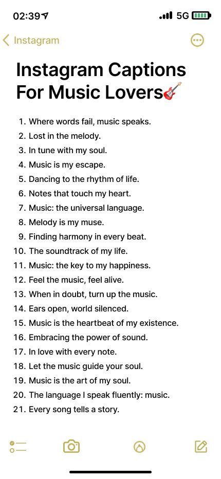 Caption For Songs