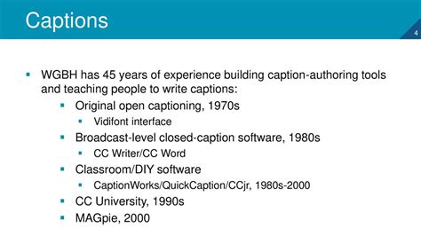 captioning and video description for the web wgbh