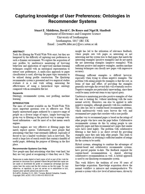 Capturing Knowledge Of User Preferences Ontologies In
