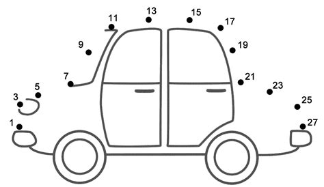 Car Connect The Dots Count By 1u0027s Transportation Car Dot To Dot - Car Dot To Dot