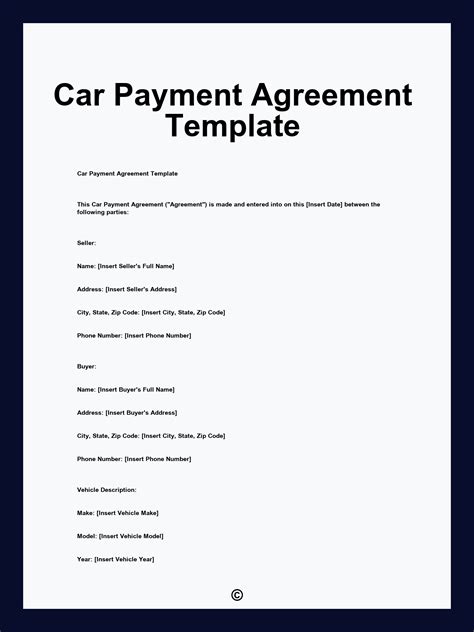 Car Payment Plan Contract Template