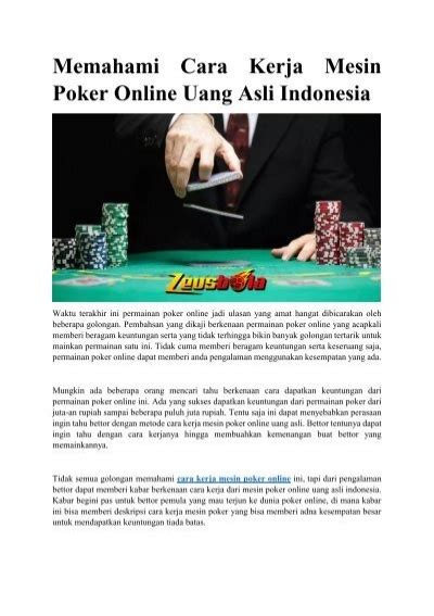 cara kerja mesin poker online Array
