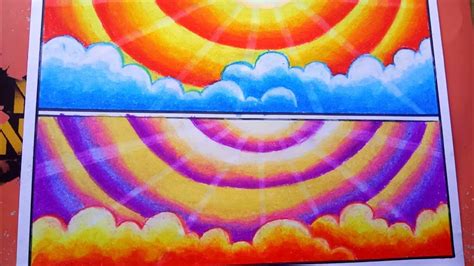 Cara Mewarnai Gradasi Langit Dan Awan Dengan Crayon Warna Gradasi Langit - Warna Gradasi Langit