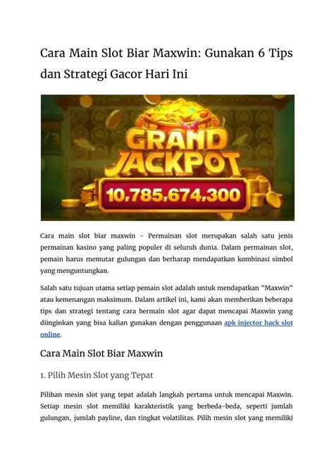 Panduan Slot Gacor: Cara Jitu Menang Besar di Dunia Slot Online