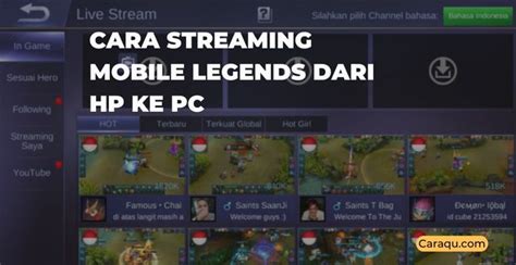 cara streaming mobile legend dari hp ke pc